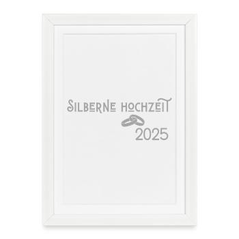 Silberne Hochzeit 2025 mit Ringen Jugendstil - Gerahmtes Poster (27 × 37 cm) - Weiß - Vorne