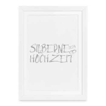 Silberne Hochzeit 2025 mit silbernen Ringen - Gerahmtes Poster (27 × 37 cm) - Weiß - Vorne