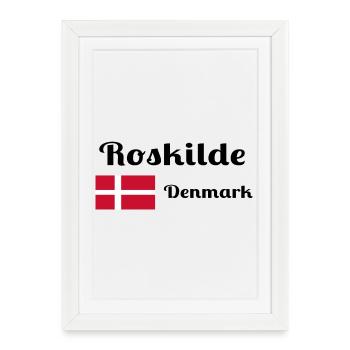 Roskilde Danemark - Imprimés élégants - Affiche encadrée (27 × 37 cm) - blanc - Devant