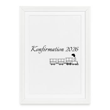 Confirmation 2026 train en mouvement locomotive à vapeur - Affiche encadrée (27 × 37 cm) - blanc - Devant