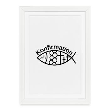 Confirmation 2026 Poisson avec 3 croix Symbole - Affiche encadrée (27 × 37 cm) - blanc - Devant