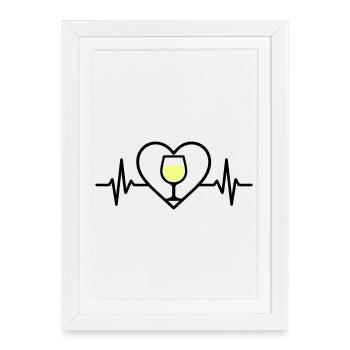 Vin Vin Verre Coeur Vin Blanc - Affiche encadrée (27 × 37 cm) - blanc - Devant