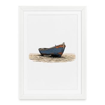 Weathered Sailboat on Coast - Framed poster (27 × 37 cm) - white - Front