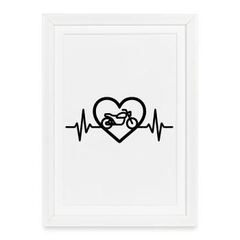 Moto Coeur Motard Passion - Affiche encadrée (27 × 37 cm) - blanc - Devant