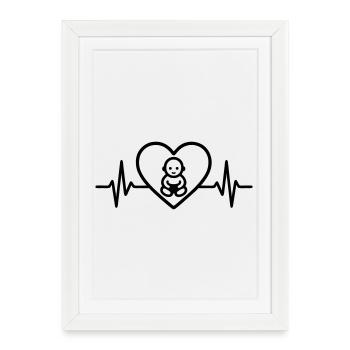 Bébé Cœur Famille Parents - Affiche encadrée (27 × 37 cm) - blanc - Devant