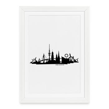 Skyline "Hamburg" - Framed poster (27 × 37 cm) - white - Front