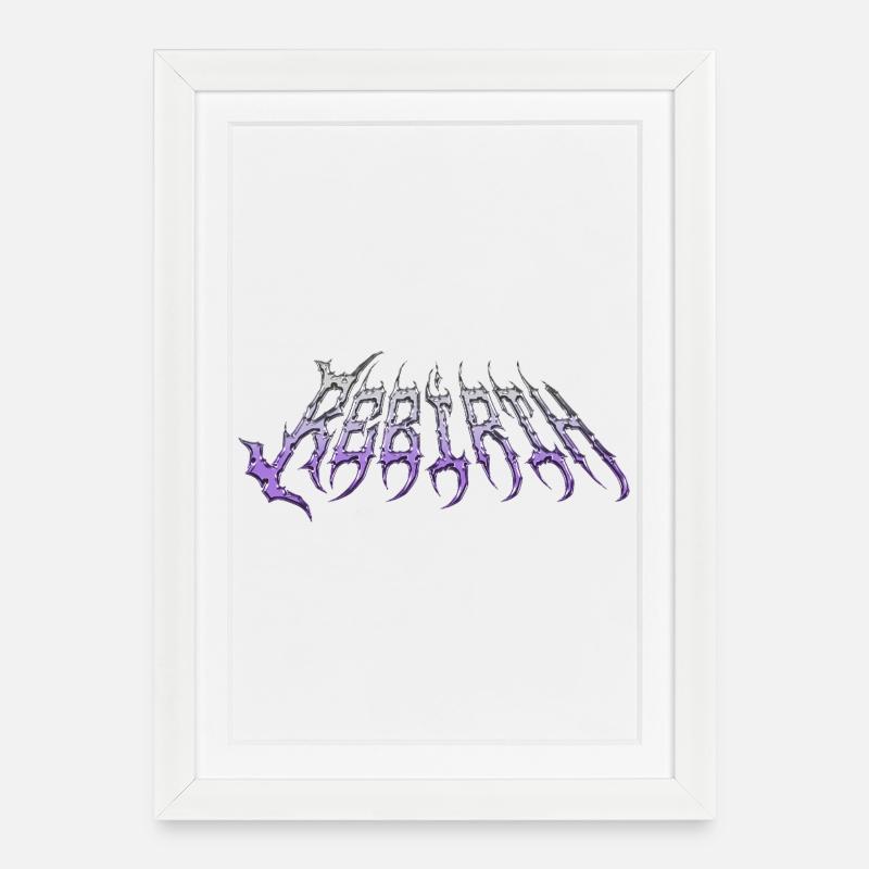Rebirth - cold metal chrome text - Framed poster (27 × 37 cm) - white
