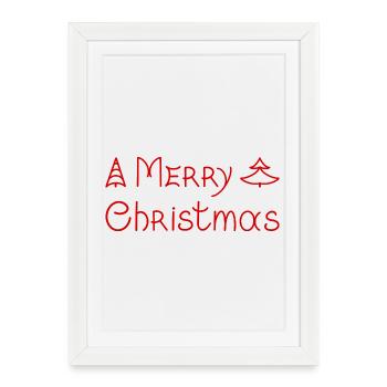 Joyeux Noël, phrase manuscrite. - Affiche encadrée (27 × 37 cm) - blanc - Devant