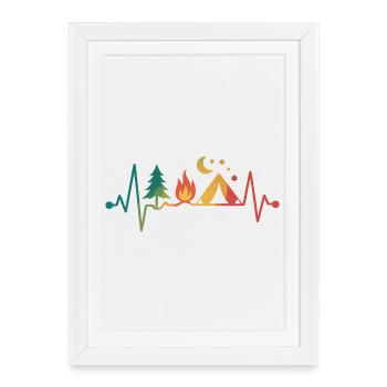 Étoiles de la nuit de camping au feu de camp - Affiche encadrée (27 × 37 cm) - blanc - Devant