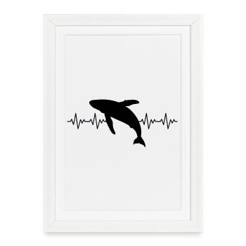 Battement cardiaque ECG de baleine - Affiche encadrée (27 × 37 cm) - blanc - Devant