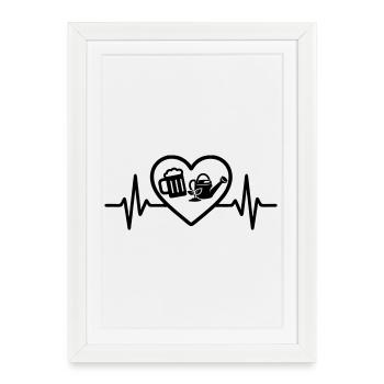 Heart Beer Gardening Humor - Framed poster (27 × 37 cm) - white - Front