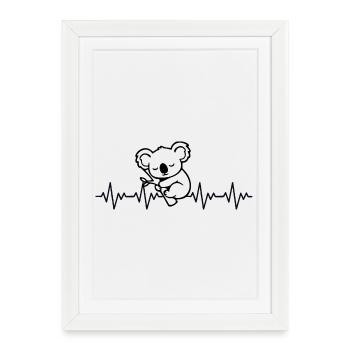 Koala ECG Heartbeat - Framed poster (27 × 37 cm) - white - Front
