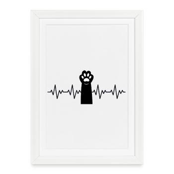 rythme cardiaque ECG de la patte de chat - Affiche encadrée (27 × 37 cm) - blanc - Devant