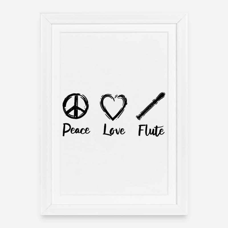 Ich liebe Flöten - Gerahmtes Poster (27 × 37 cm) - Weiß