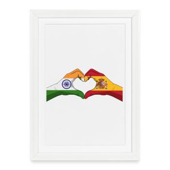 United Hearts India Spain - Framed poster (27 × 37 cm) - white - Front