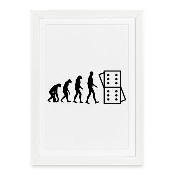 Évolution Domino : De l'Homme au Joueur - Affiche encadrée (27 × 37 cm) - blanc - Devant
