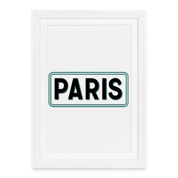 Pariser Vintage-Straßenschild - Gerahmtes Poster (27 × 37 cm) - Weiß - Vorne