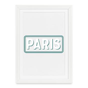 Paris Line Art Panel Green White - Framed poster (27 × 37 cm) - white - Front
