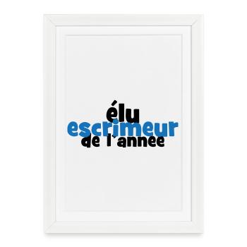 Design élu escrimeur de l'année bleu et noir - Affiche encadrée (27 × 37 cm) - blanc - Devant