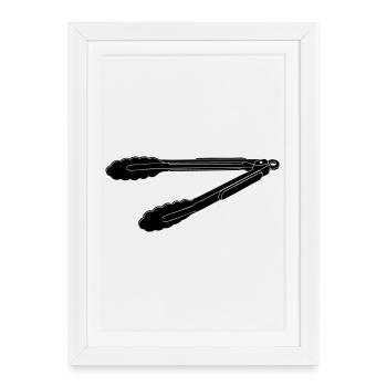 Silhouette des pinces barbecue - Affiche encadrée (27 × 37 cm) - blanc - Devant