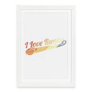 J’adore le rugby - Affiche encadrée (27 × 37 cm) - blanc - Devant