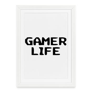 Casual Gamer Life lettering - Framed poster (27 × 37 cm) - white - Front