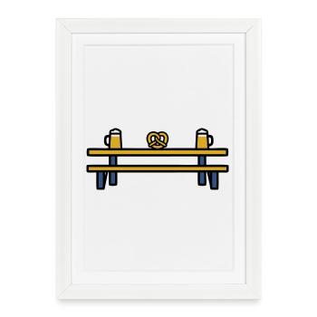 Beer garden table folk festival pretzel beer regulars' table - Framed poster (27 × 37 cm) - white - Front