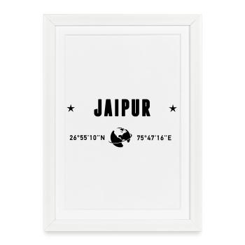 Jaipur, Inde Coordonnées Planète Terre - Affiche encadrée (27 × 37 cm) - blanc - Devant