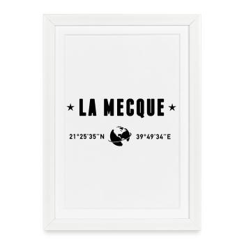 La Mecque Arabie Saoudite Coordonnées Globe - Affiche encadrée (27 × 37 cm) - blanc - Devant