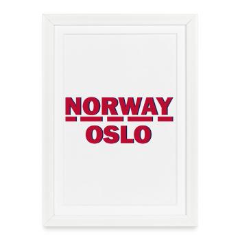 Emblème rétro d’Oslo en Norvège - Affiche encadrée (27 × 37 cm) - blanc - Devant