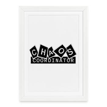 Coordinateur du Chaos Titre drôle Parents Teacher Logo - Affiche encadrée (27 × 37 cm) - blanc - Devant