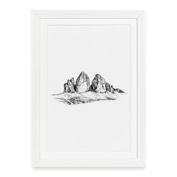 Three Peaks Silhouette | Dolomites Classic Mountain - Framed poster (27 × 37 cm) - white - Front