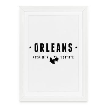 Orleans France Coordonnées Gps Globe - Affiche encadrée (27 × 37 cm) - blanc - Devant