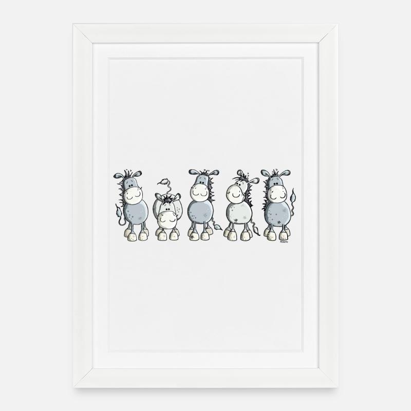 Funny Esel - Hausesel - Gerahmtes Poster (27 × 37 cm) - Weiß