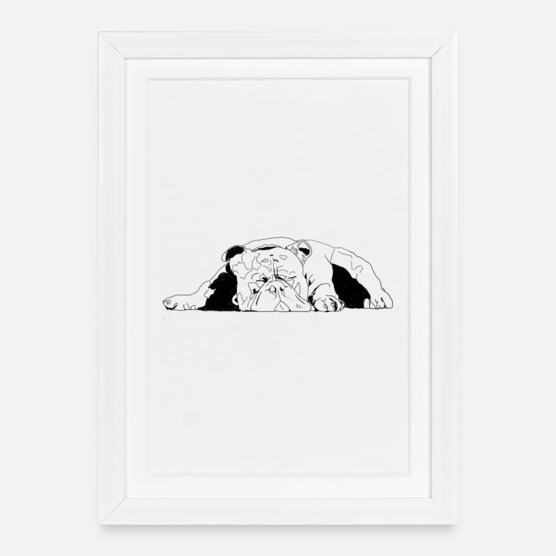 Bouledogue - Affiche encadrée (27 × 37 cm) - blanc