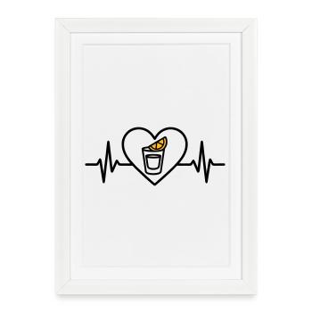 Tequila shot coeur Apéritif Soirée - Affiche encadrée (27 × 37 cm) - blanc - Devant