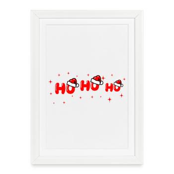 Lettrage Ho Ho Ho Santa - Affiche encadrée (27 × 37 cm) - blanc - Devant