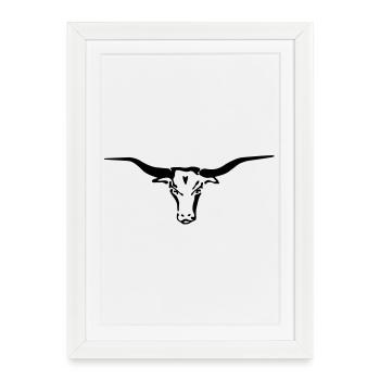 longhorn - Affiche encadrée (27 × 37 cm) - blanc - Devant