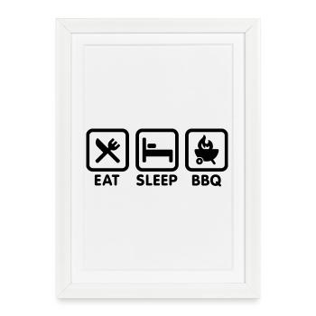 EAT - SLEEP - BBQ - Framed poster (27 × 37 cm) - white - Front
