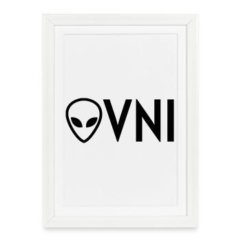 Ovni Ufo Extraterrestre Espace Geek Planète - Affiche encadrée (27 × 37 cm) - blanc - Devant