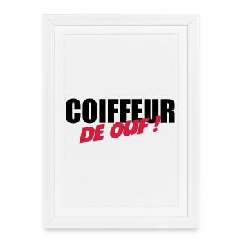 Coiffure / Coiffeur / Coiffeuse / Mode / Cheveux - Affiche encadrée (27 × 37 cm) - blanc - Devant
