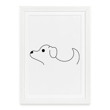 T-Shirt für Frauen und Männer mit Hund - Gerahmtes Poster (27 × 37 cm) - Weiß - Vorne