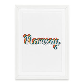 Norway Retro Rainbow Font - Framed poster (27 × 37 cm) - white - Front