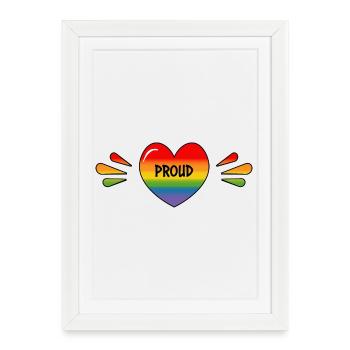 Rainbow LGBT Proud Heart - Affiche encadrée (27 × 37 cm) - blanc - Devant