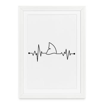 Heartbeat shark fin - Framed poster (27 × 37 cm) - white - Front