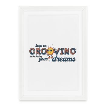 Keep On Grooving 70th Retro Music Saying - Framed poster (27 × 37 cm) - white - Front
