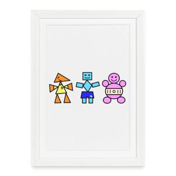 Trio géométrique Figures ludiques, un point - Affiche encadrée (27 × 37 cm) - blanc - Devant