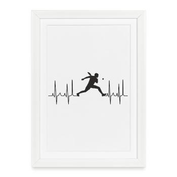 Passion du tennis Cardiogramme du battement de cœur - Affiche encadrée (27 × 37 cm) - blanc - Devant