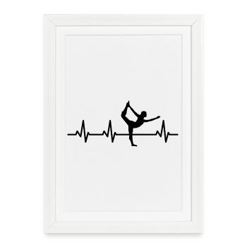 Amateurs de yoga ECG Heartline - Affiche encadrée (27 × 37 cm) - blanc - Devant