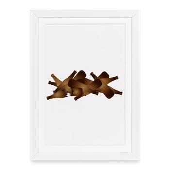 Empty brown beer bottles in a pile - Framed poster (27 × 37 cm) - white - Front